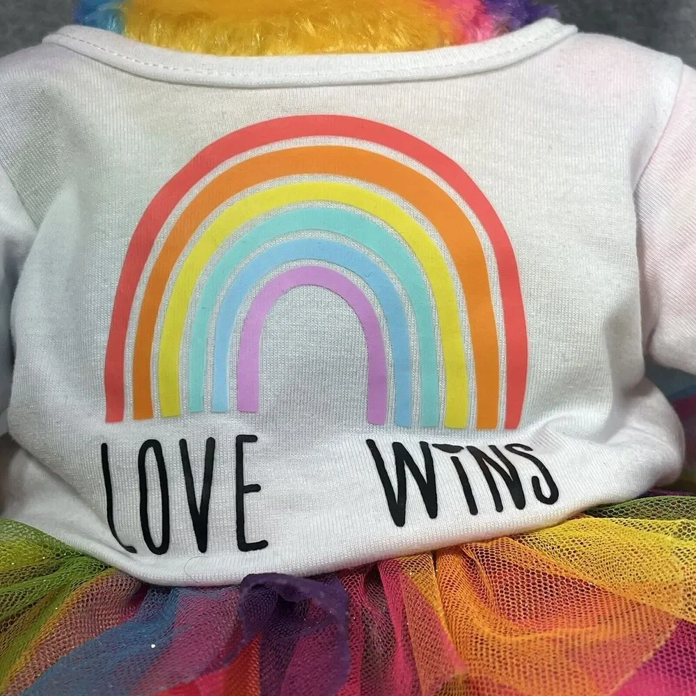 Build A Bear Rainbow Kitty Cat w/Outfit Love Wins Shirt Tutu Plush Swirl Stripes